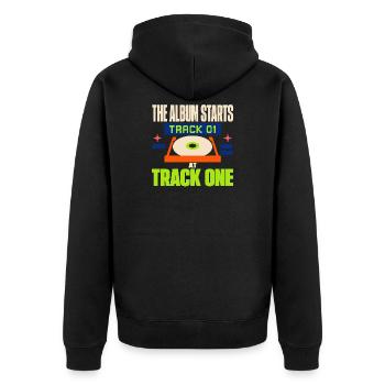 Cd-sammler Kompaktplatte Physisches Medium - Unisex Premium Bio Zip Hoodie - Schwarz - Hinten - Nico (187cm)