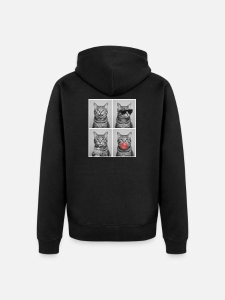 Katzen Graue Tabby Katze - Unisex Premium Bio Zip Hoodie - Schwarz