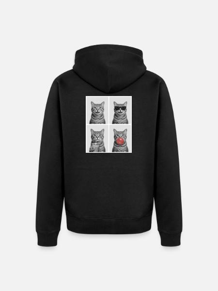 Katzen Graue Tabby Katze - Unisex Premium Bio Zip Hoodie - Schwarz
