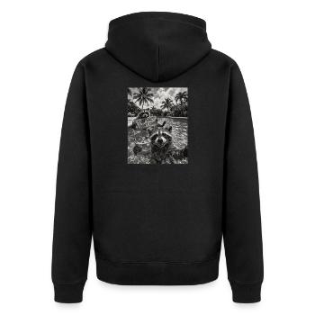 Funny Sarcastic Fun Fact I Don't Care - Unisex Premium Bio Zip Hoodie - Schwarz - Hinten - Nico (187cm)