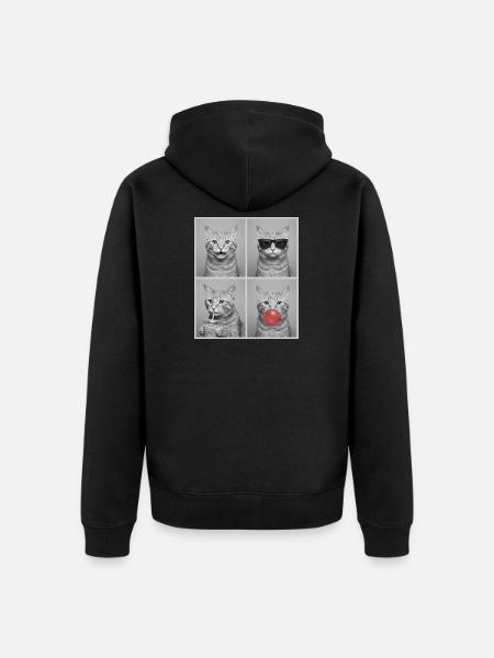Katzen orange Tabby Katze - Unisex Premium Bio Zip Hoodie - Schwarz