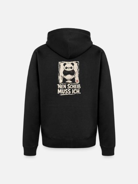 Panda Spruch Nen Scheiß Muss Ich - Unisex Premium Bio Zip Hoodie - Schwarz