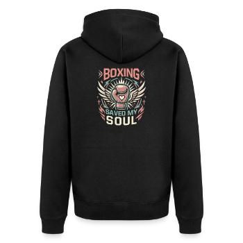 Boxing Saved My Soul Gloves Boxing Gloves - Unisex Premium Bio Zip Hoodie - Schwarz - Hinten - Nico (187cm)