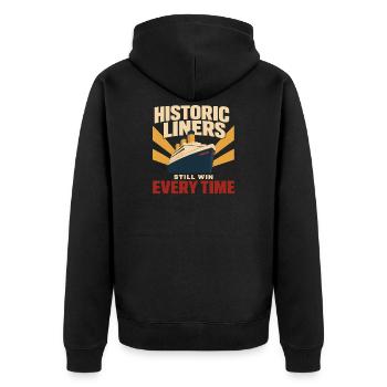 Ozeandampfer Maritime Geschichte Historisches - Unisex Premium Bio Zip Hoodie - Schwarz - Hinten - Nico (187cm)