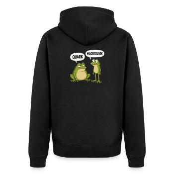 Quark Magerquark Lustige Frösche Humor - Unisex Premium Bio Zip Hoodie - Schwarz - Hinten - Nico (187cm)