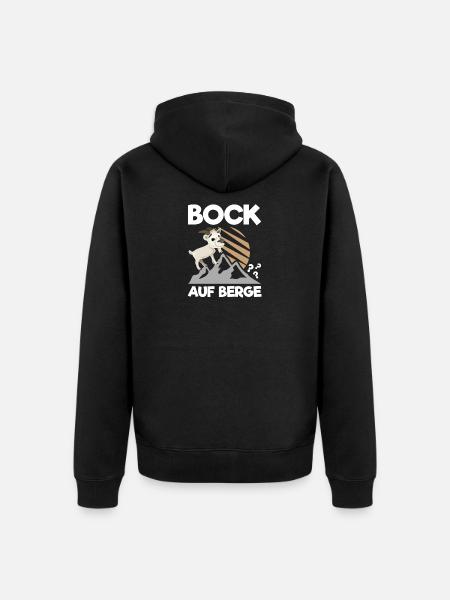 Bock auf Berge? - Unisex Premium Bio Zip Hoodie - Schwarz