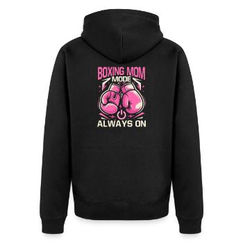 Boxing Mom Mode On Gloves Boxing Gloves - Unisex Premium Bio Zip Hoodie - Schwarz - Hinten - Nico (187cm)