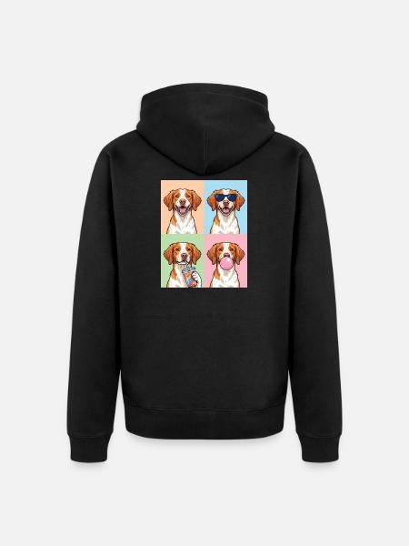 Hunde Brittany Hund - Unisex Premium Bio Zip Hoodie - Schwarz