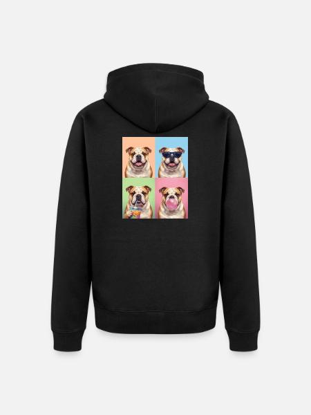 Hunde Bulldog Hund - Unisex Premium Bio Zip Hoodie - Schwarz