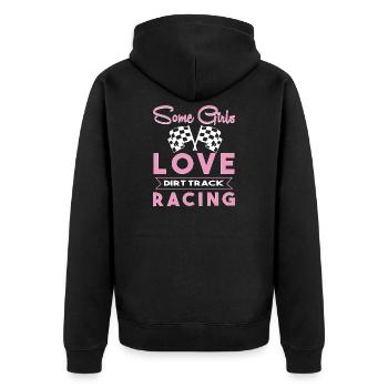 Dirt Track Racing - Unisex Premium Bio Zip Hoodie - Schwarz - Hinten - Nico (187cm)