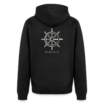 Chart Your Own Sea Ship Wheel - Unisex Premium Bio Zip Hoodie - Schwarz - Hinten - Nico (187cm)