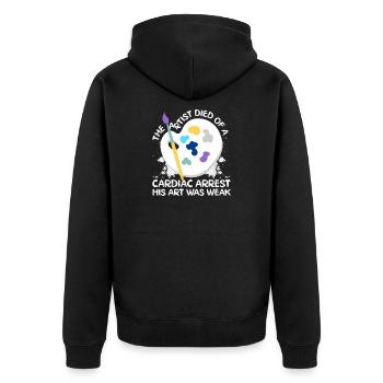 Funny Art Painter Died Of A Cardiac Arrest Drawing - Unisex Premium Bio Zip Hoodie - Schwarz - Hinten - Nico (187cm)