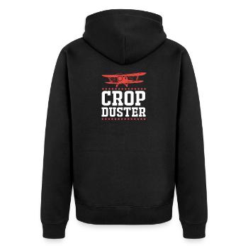 Crop Duster Flugzeug Pilot Geschenk - Unisex Premium Bio Zip Hoodie - Schwarz - Hinten - Nico (187cm)