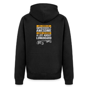 Longboard Longboarder Longboarding - Unisex Premium Bio Zip Hoodie - Schwarz - Hinten - Nico (187cm)