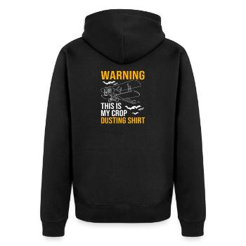 Crop Duster Flugzeug Pilot - Unisex Premium Bio Zip Hoodie - Schwarz - Hinten - Nico (187cm)