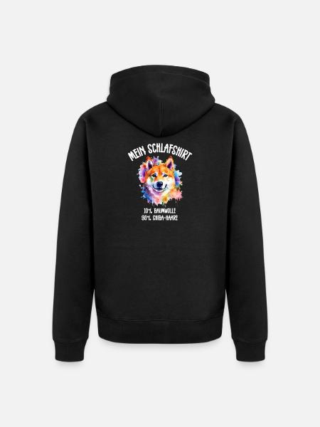 Shiba Inu Schlafshirt Bunt - Unisex Premium Bio Zip Hoodie - Schwarz