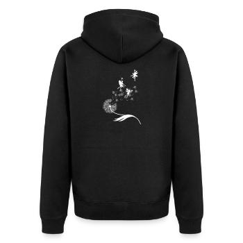 Schmetterlingdesign Pusteblumen Wiese Herzen Feen - Unisex Premium Bio Zip Hoodie - Schwarz - Hinten - Nico (187cm)