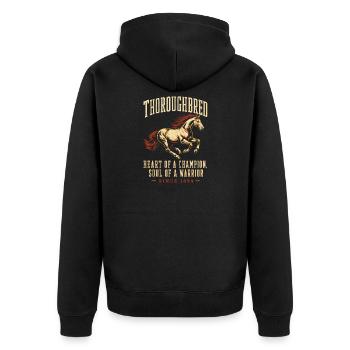 Thoroughbred: Herz eines Champions - Unisex Premium Bio Zip Hoodie - Schwarz - Hinten - Nico (187cm)