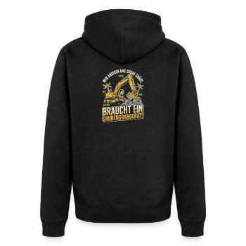 Wer Anderen Eine Grube Gräbt Grubengrabgerät Bau - Unisex Premium Bio Zip Hoodie - Schwarz - Hinten - Nico (187cm)