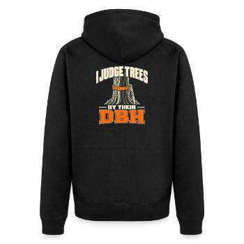 Forstwirtschaft Förster Forstmanagement - Unisex Premium Bio Zip Hoodie - Schwarz - Hinten - Nico (187cm)
