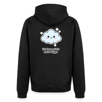 ich kann nicht mehr digga – Wolke Meme - Unisex Premium Bio Zip Hoodie - Schwarz - Hinten - Nico (187cm)