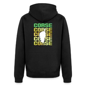 Souvenir-Urlaube zur Insel der Schönheit von Korsika - Unisex Premium Bio Zip Hoodie - Schwarz - Hinten - Nico (187cm)