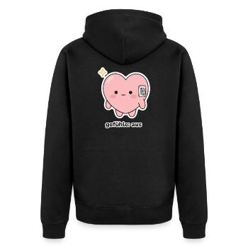gefühle: aus – Herz Meme - Unisex Premium Bio Zip Hoodie - Schwarz - Hinten - Nico (187cm)