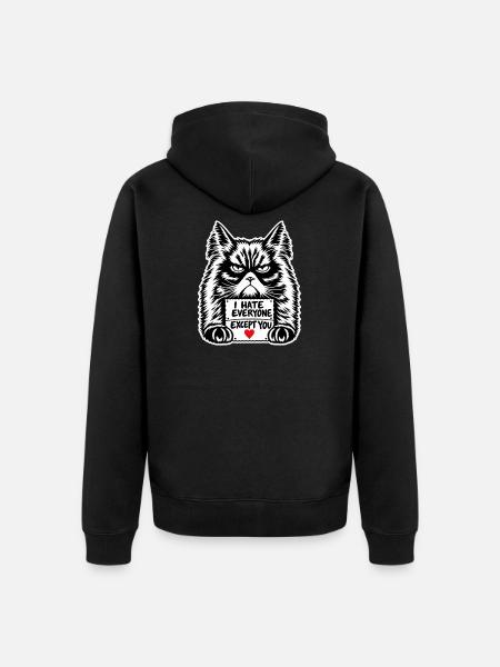 Moody Feline Herzzeichen-Tee - Unisex Premium Bio Zip Hoodie - Schwarz