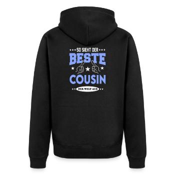 Beste Cousin der Welt Familie Family T-Shirt Fun - Unisex Premium Bio Zip Hoodie - Schwarz - Hinten - Nico (187cm)