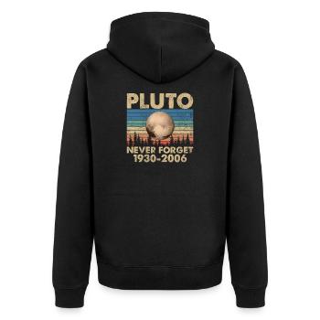 Pluto Zwergplanet Astronomie Weltraum Never Forget - Unisex Premium Bio Zip Hoodie - Schwarz - Hinten - Nico (187cm)