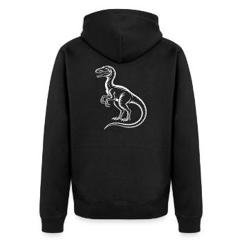Dino Silhouette Druck Schwarz Weiss - Unisex Premium Bio Zip Hoodie - Schwarz - Hinten - Nico (187cm)