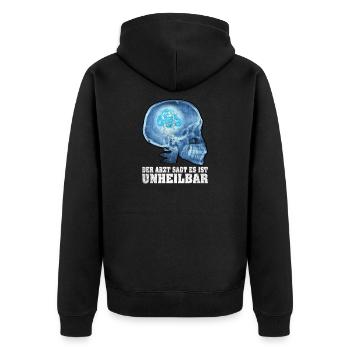 Traktor Landwirt Bauer Unheilbar Lustiger Spruch - Unisex Premium Bio Zip Hoodie - Schwarz - Hinten - Nico (187cm)