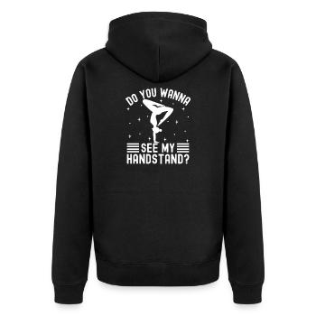 Gym Junkies Wanna See My Handstand Calisthenics - Unisex Premium Bio Zip Hoodie - Schwarz - Hinten - Nico (187cm)