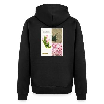 Beige_Minimalist_Fashion_New_Look_Instagram_Pos - Unisex Premium Bio Zip Hoodie - Schwarz - Hinten - Nico (187cm)