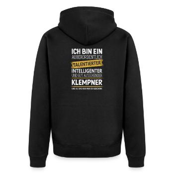 Klempner Heizungsbauer Anlagenmechaniker Handwerk - Unisex Premium Bio Zip Hoodie - Schwarz - Hinten - Nico (187cm)