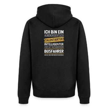 Linienbus Busfahrer Schulbus Busfahrerin Bus - Unisex Premium Bio Zip Hoodie - Schwarz - Hinten - Nico (187cm)