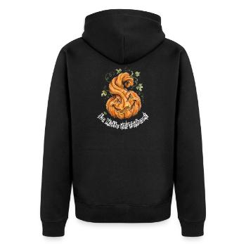 Halloween-Spiralkürbis - Unisex Premium Bio Zip Hoodie - Schwarz - Hinten - Nico (187cm)