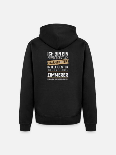Zimmerer Zimmermann Handwerk Zimmerermeister - Unisex Premium Bio Zip Hoodie - Schwarz