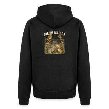 Prairie Wildlife Native Prairie - Unisex Premium Bio Zip Hoodie - Schwarz - Hinten - Nico (187cm)