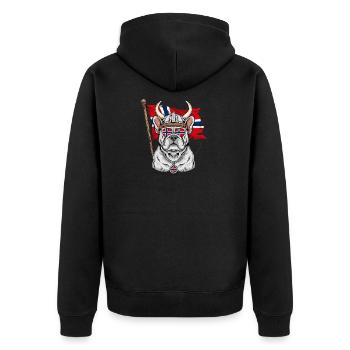  Wikinger Bulldogge Norwegen Flagge Skandinavien - Unisex Premium Bio Zip Hoodie - Schwarz - Hinten - Nico (187cm)