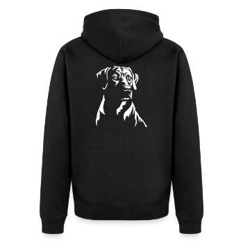 Rhodesian Ridgeback Kopf "Black Edition" - Unisex Premium Bio Zip Hoodie - Schwarz - Hinten - Nico (187cm)