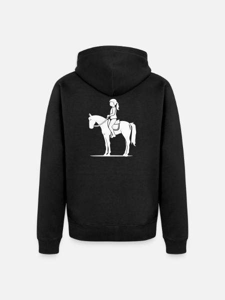 Reiterin Silhouette auf Pferd - Unisex Premium Bio Zip Hoodie - Schwarz