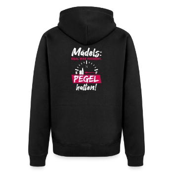 Mädels Bier Pegel Party Lustiger Spruch - Unisex Premium Bio Zip Hoodie - Schwarz - Hinten - Nico (187cm)