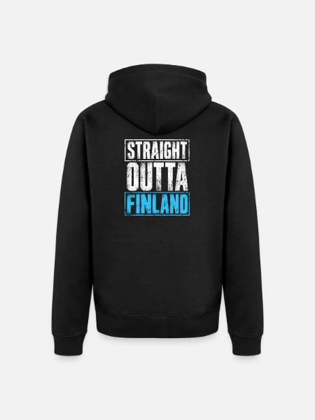 Straight Outta Finland - Finnland - finnisch - Unisex Premium Bio Zip Hoodie - Schwarz
