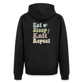 Stricken - Eat Sleep Knit Repeat - Unisex Premium Bio Zip Hoodie - Schwarz - Hinten - Nico (187cm)