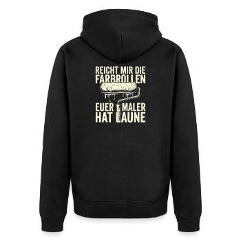 Reich Mir Die Farbrolle Der Maler Hat - Unisex Premium Bio Zip Hoodie - Schwarz - Hinten - Nico (187cm)
