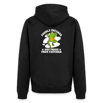 Frog Catcher Puddle Patcher & Proud Catcher Frog - Unisex Premium Bio Zip Hoodie - Schwarz - Hinten - Nico (187cm)