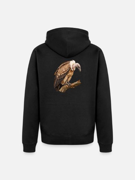 Geier auf dem Ast - Unisex Premium Bio Zip Hoodie - Schwarz