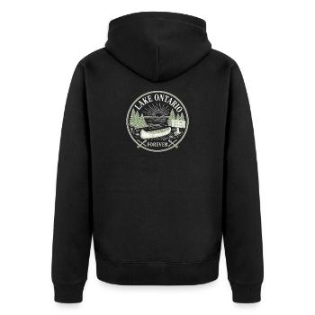 Lake Ontario Forever Große Seen Natur im Freien - Unisex Premium Bio Zip Hoodie - Schwarz - Hinten - Nico (187cm)