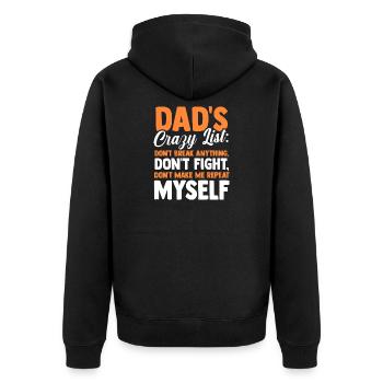 Dads Rules Dont Break Anything Father - Unisex Premium Bio Zip Hoodie - Schwarz - Hinten - Nico (187cm)